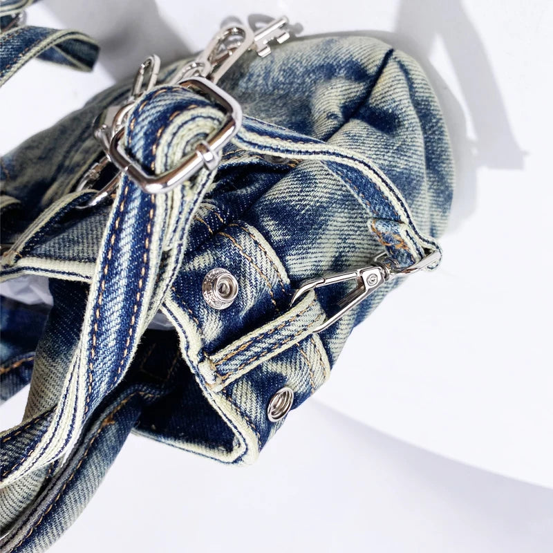 Bloqueio rebite decoração chave sacos para mulheres designer de luxo bolsa e bolsa 2024 novo no vintage lavagem água denim pequeno ombro  bolsa transversal  frete grátis chegada rápida